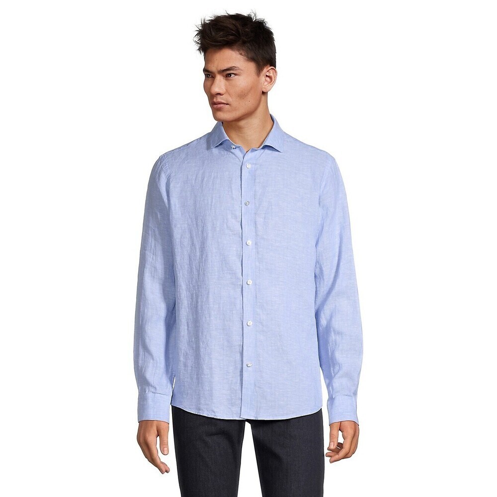 Bruun and Stengade Mens Bilbao Linen Shirt size M $145 in light blue